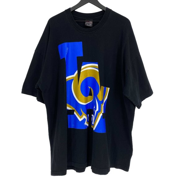 PRO-TAG Heavy Wear NFL Los Angeles Rams "LA" Black Short Sleeve T-Shirt Size 3XL - Picture 1 of 16